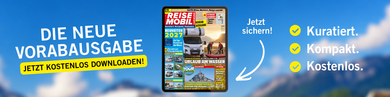 Link zum kostenlosen epaper der Reisemobil International Vorausgabe