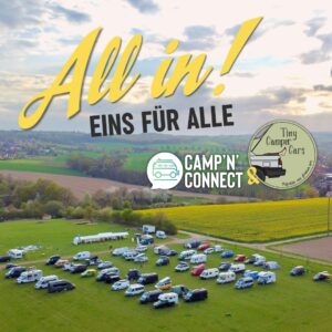 Titelbild zum All in Campertreffen von Camp'n'Connect und den Tinys Camper Cars