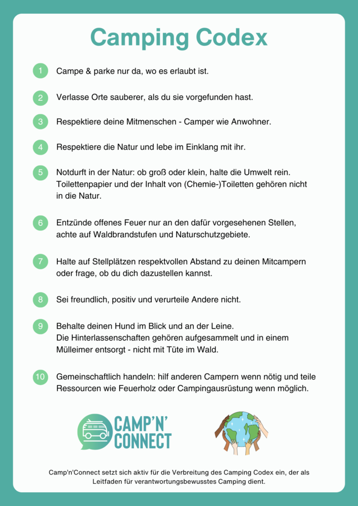 Camping Codex - die Gebote für Camper und Vanlifer