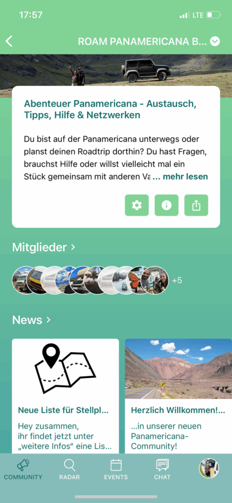 screenshot einer community startseite